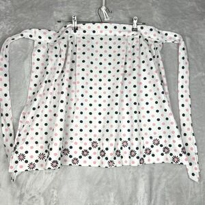 Polka Dot Apron White Pink Black Floral Detail‎ Vintage Style Cute